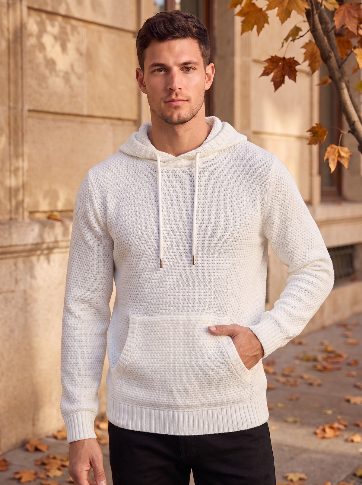 Men's cosy hooded sweater for fall