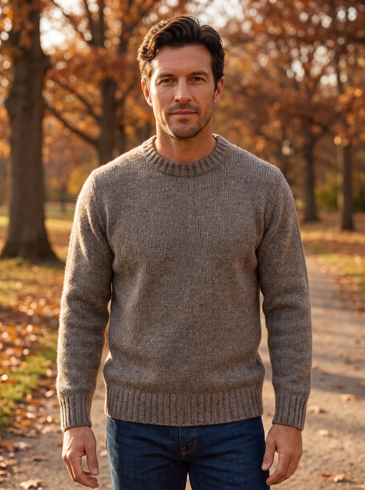 Men's crew neck knit jumper for fall