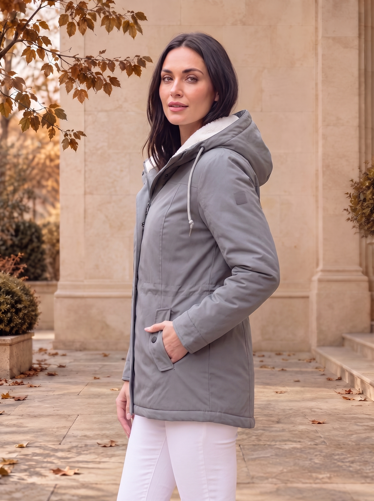Parkas Lined Parka Jacket Fitted Style Women