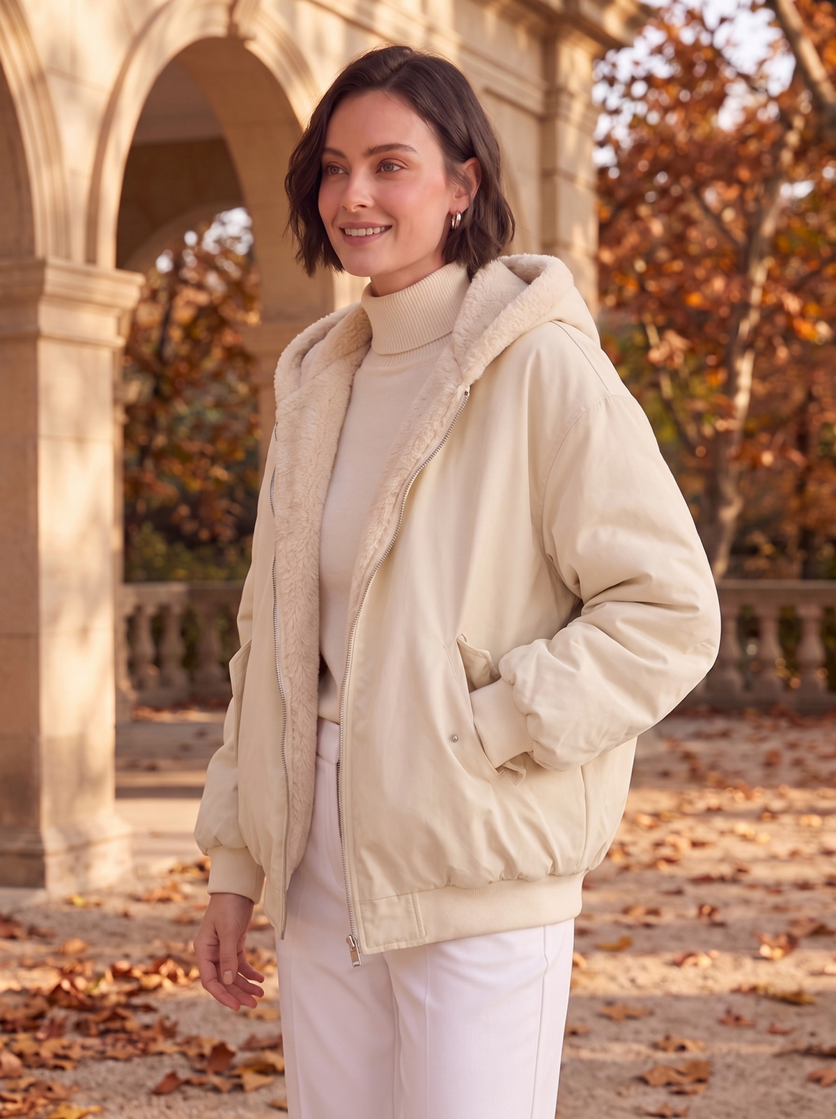 Women's sherpa lined bomber jacket