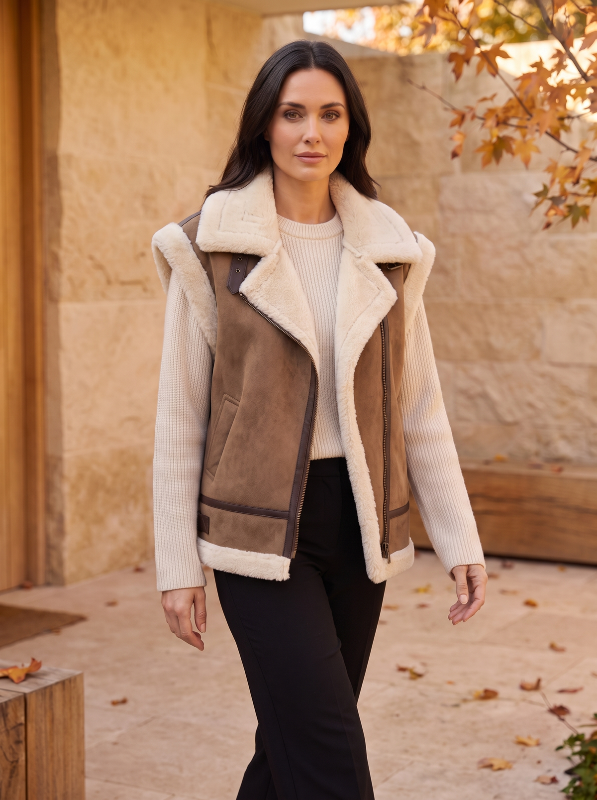 Faux Shearling Aviator Jacket Women