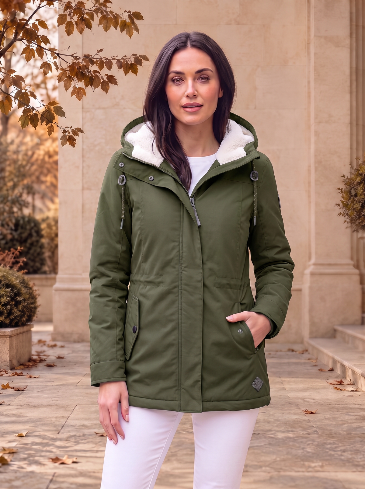 Parkas Lined Parka Jacket Fitted Style Women