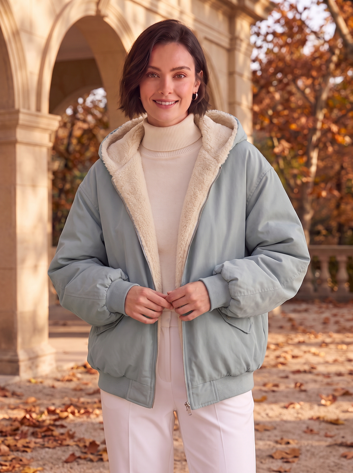 Women's cosy zip front jacket