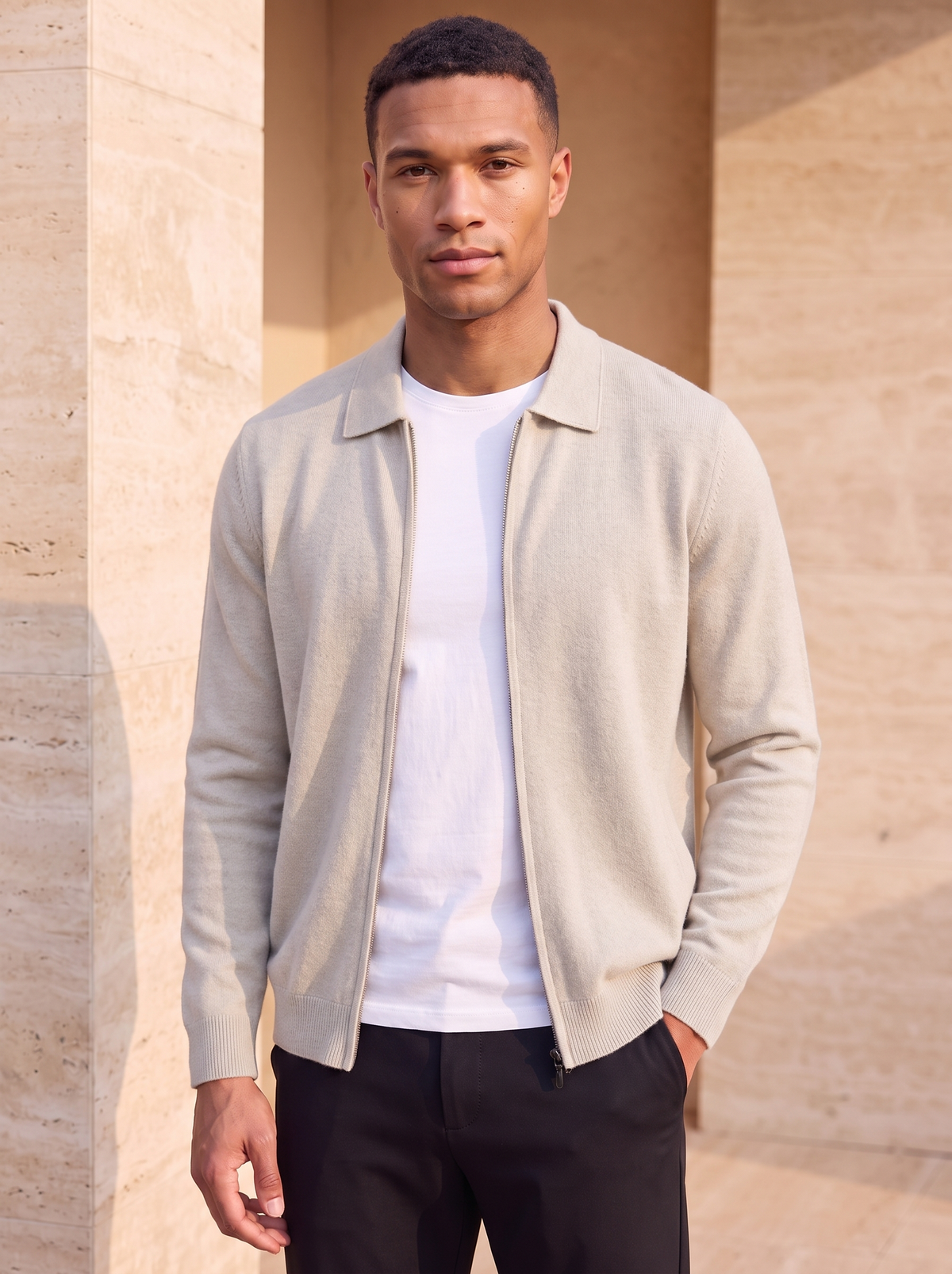 Regular fit knitted jacket men