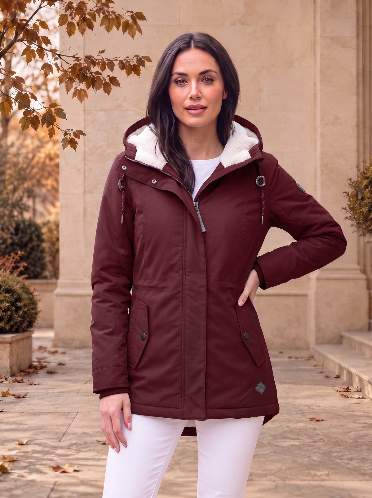 Parkas Lined Parka Jacket Fitted Style Women