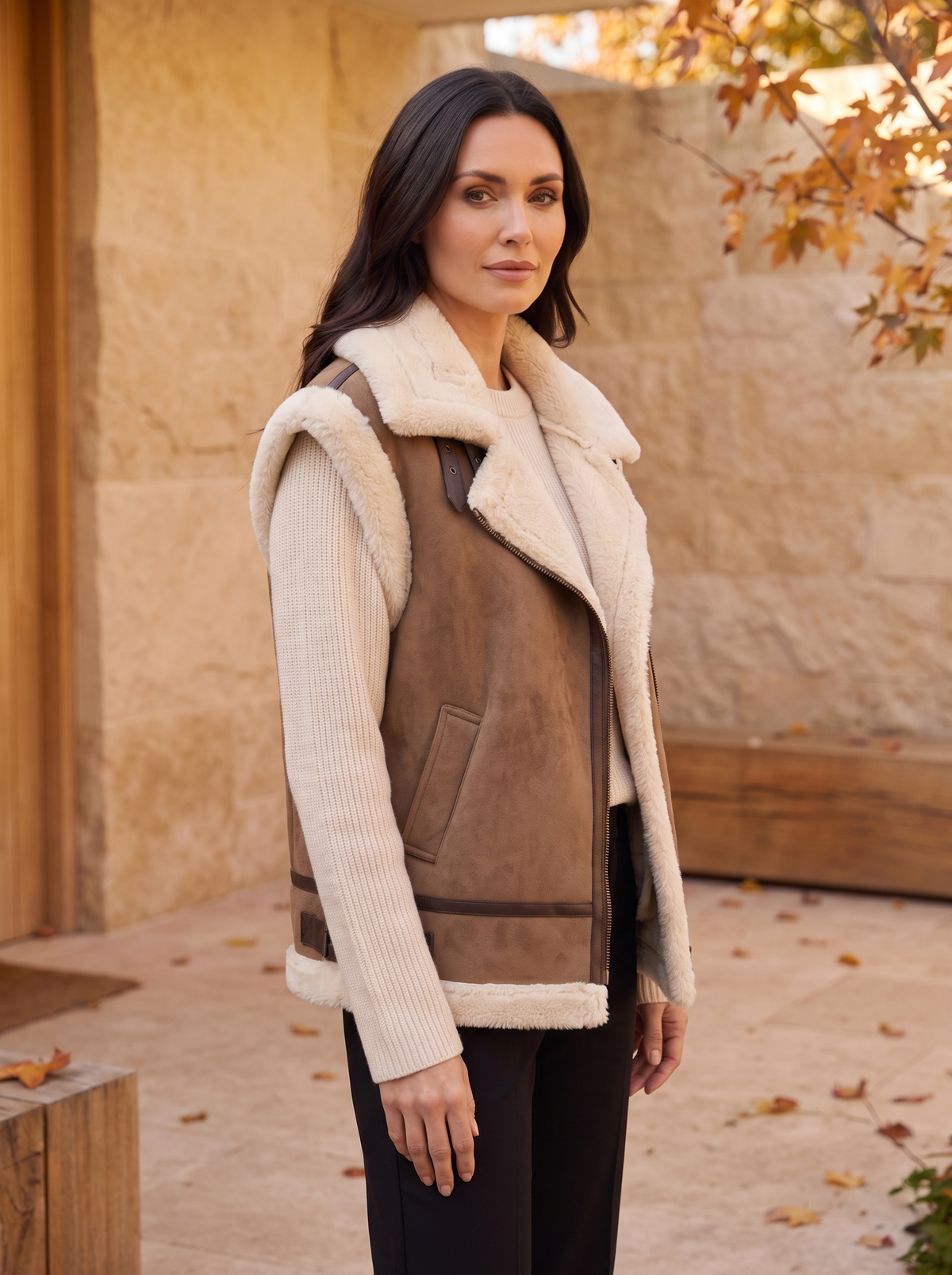Faux Shearling Aviator Jacket Women