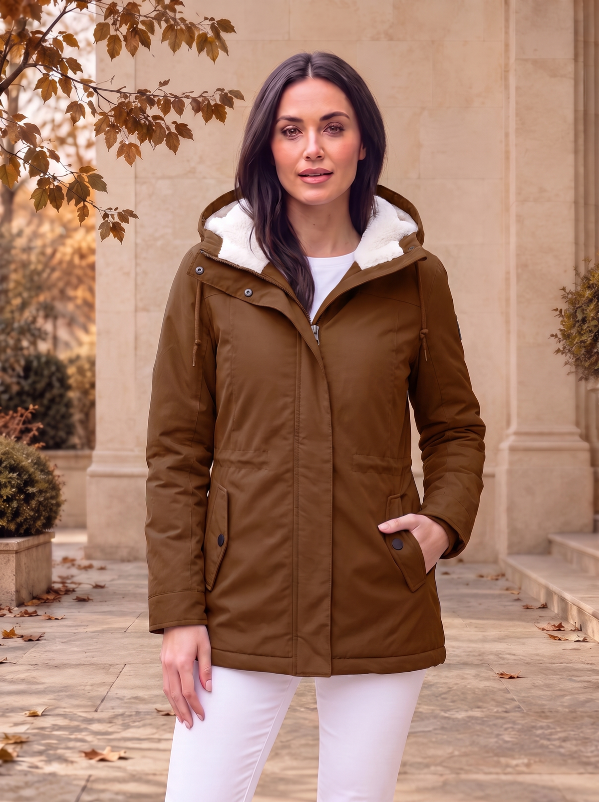 Parkas Lined Parka Jacket Fitted Style Women