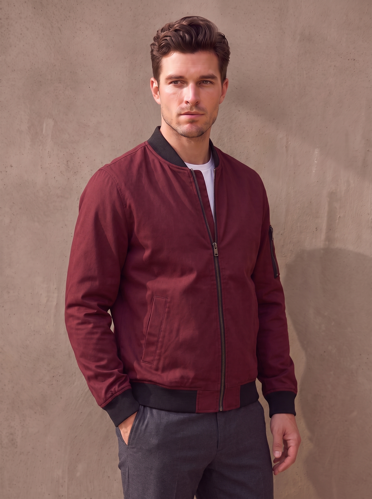 Lightweight regular fit bomber jacket