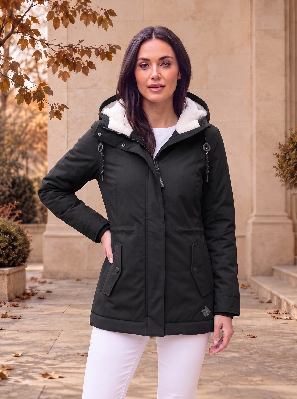 Parkas Lined Parka Jacket Fitted Style Women