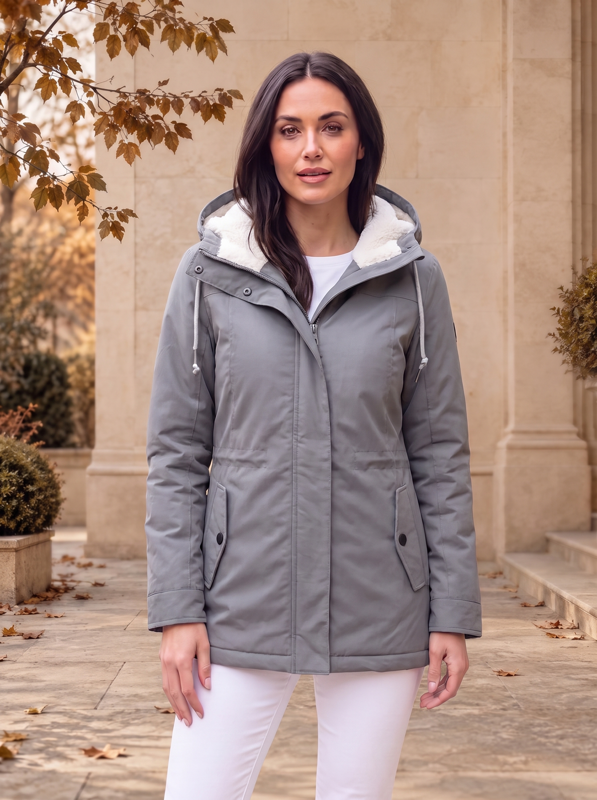 Parkas Lined Parka Jacket Fitted Style Women