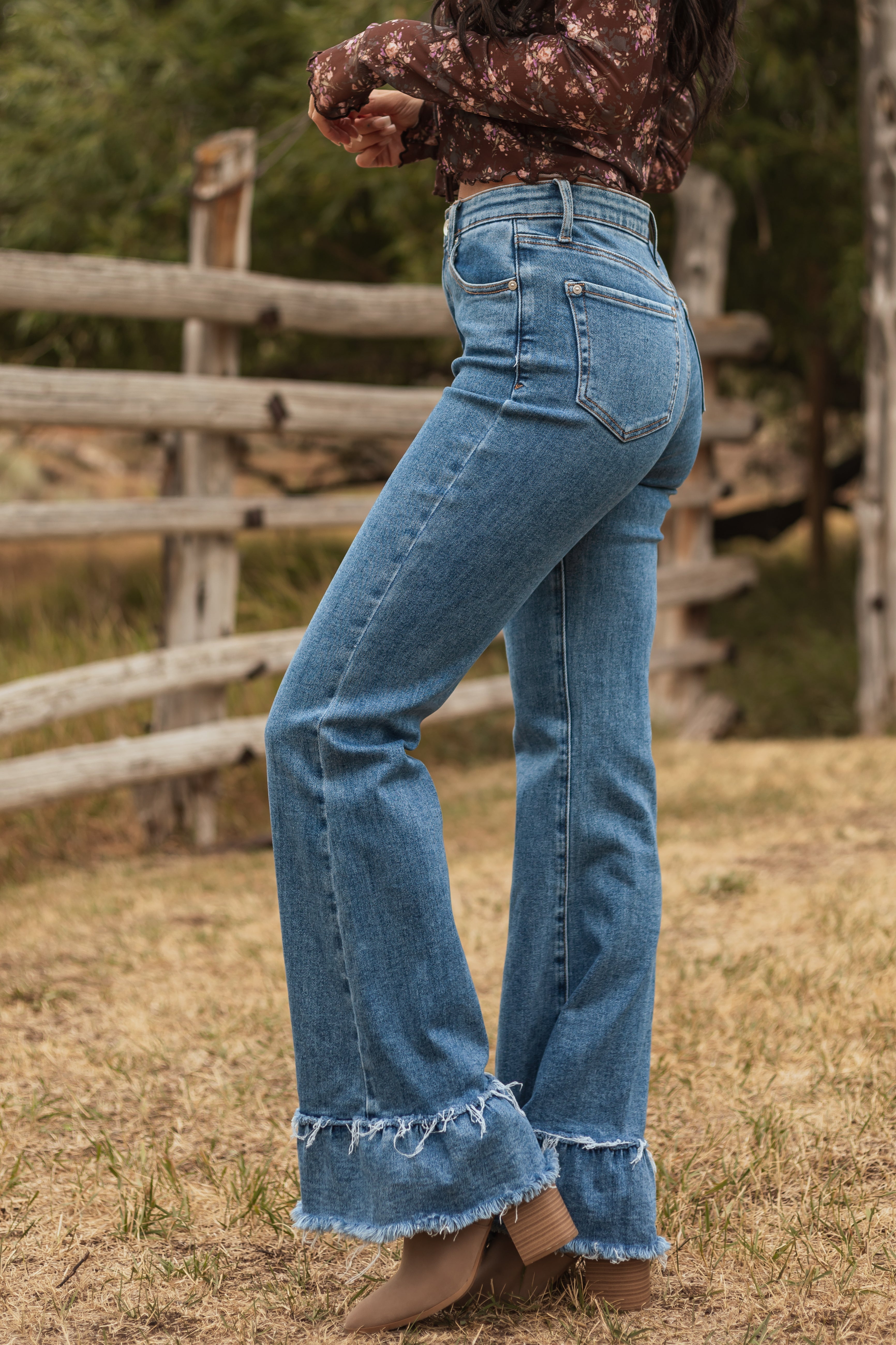 Jean Stretch à Volants Pour Femme