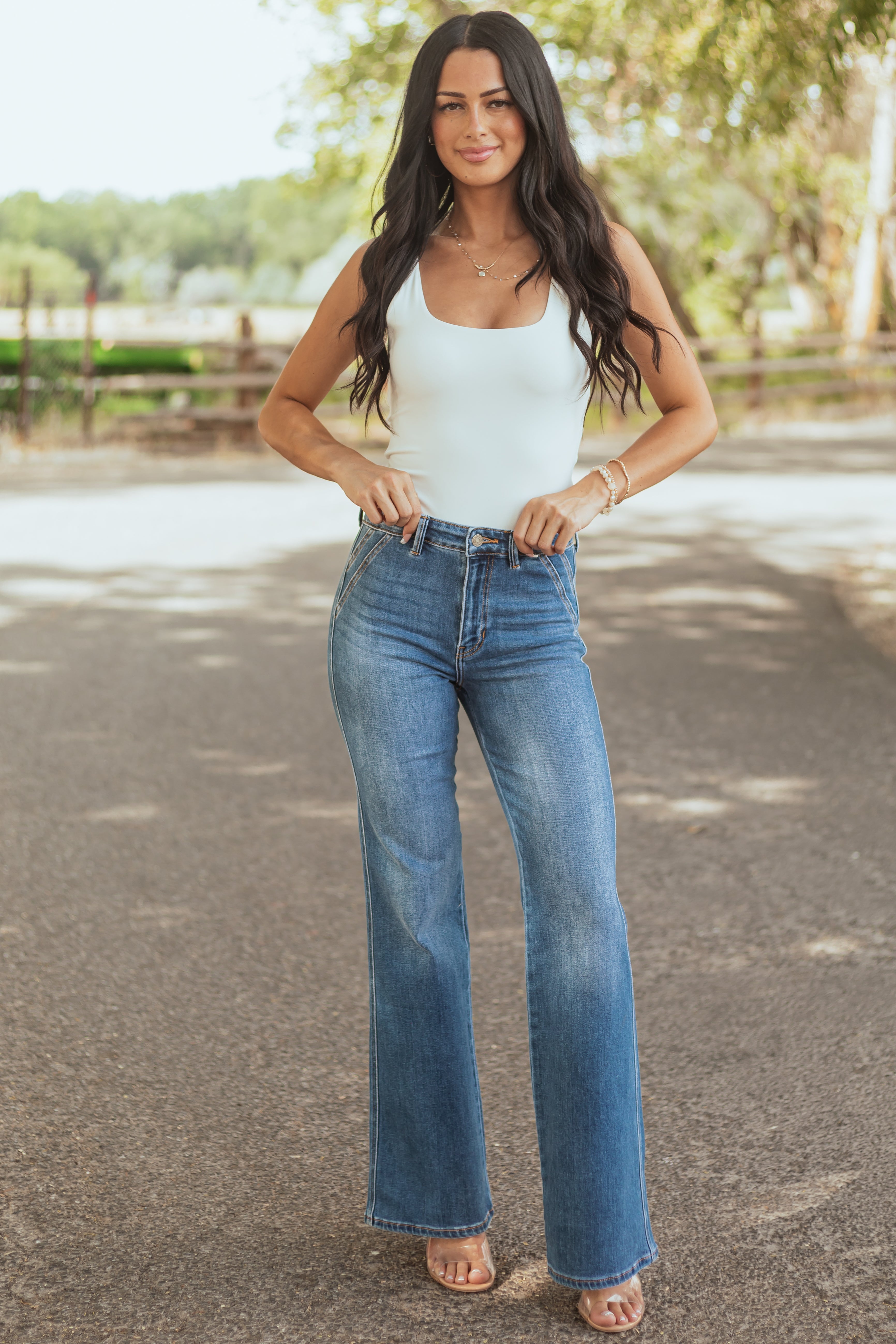 Pantalon Evasé Taille Haute Pour Femme