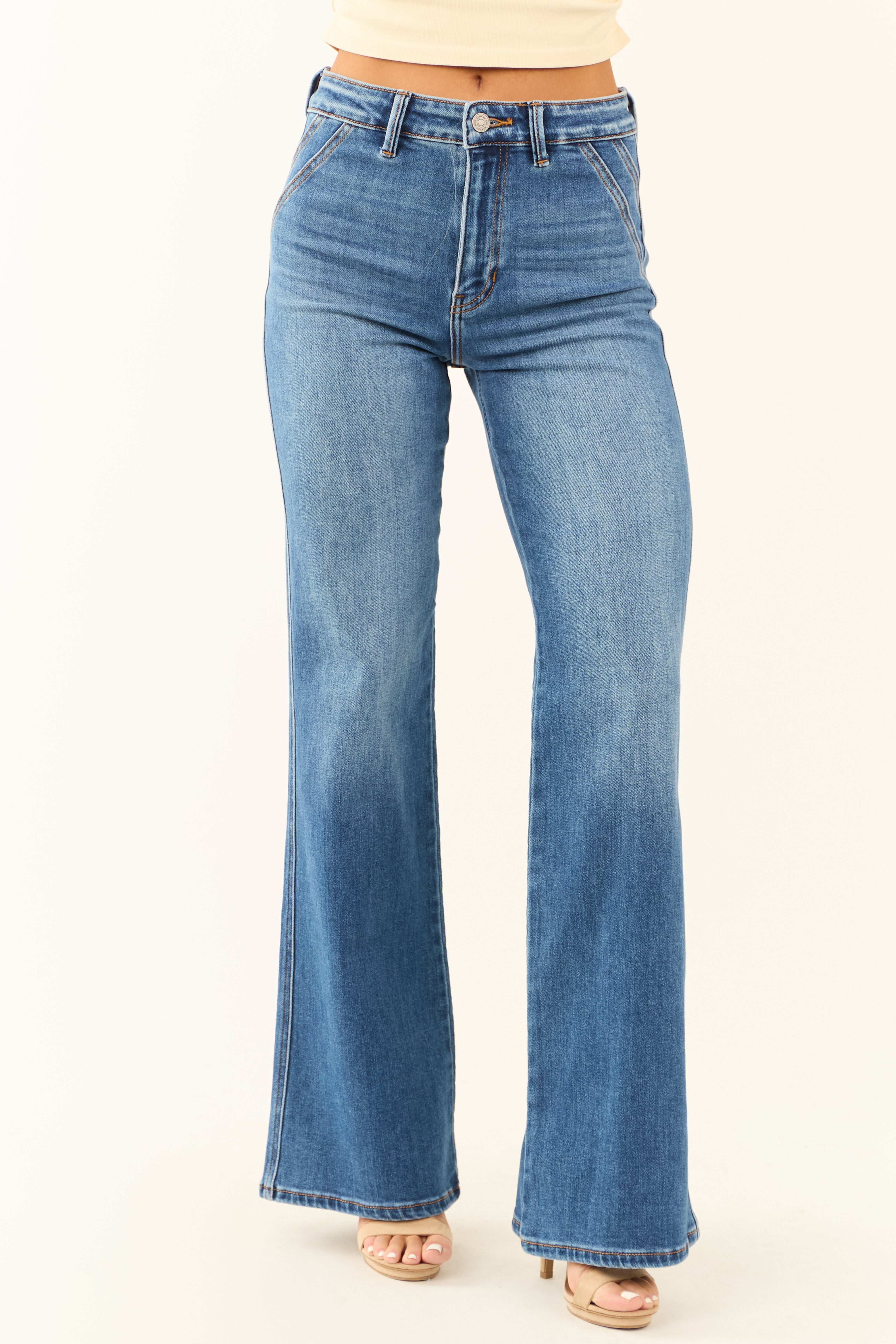 Pantalon Evasé Taille Haute Pour Femme