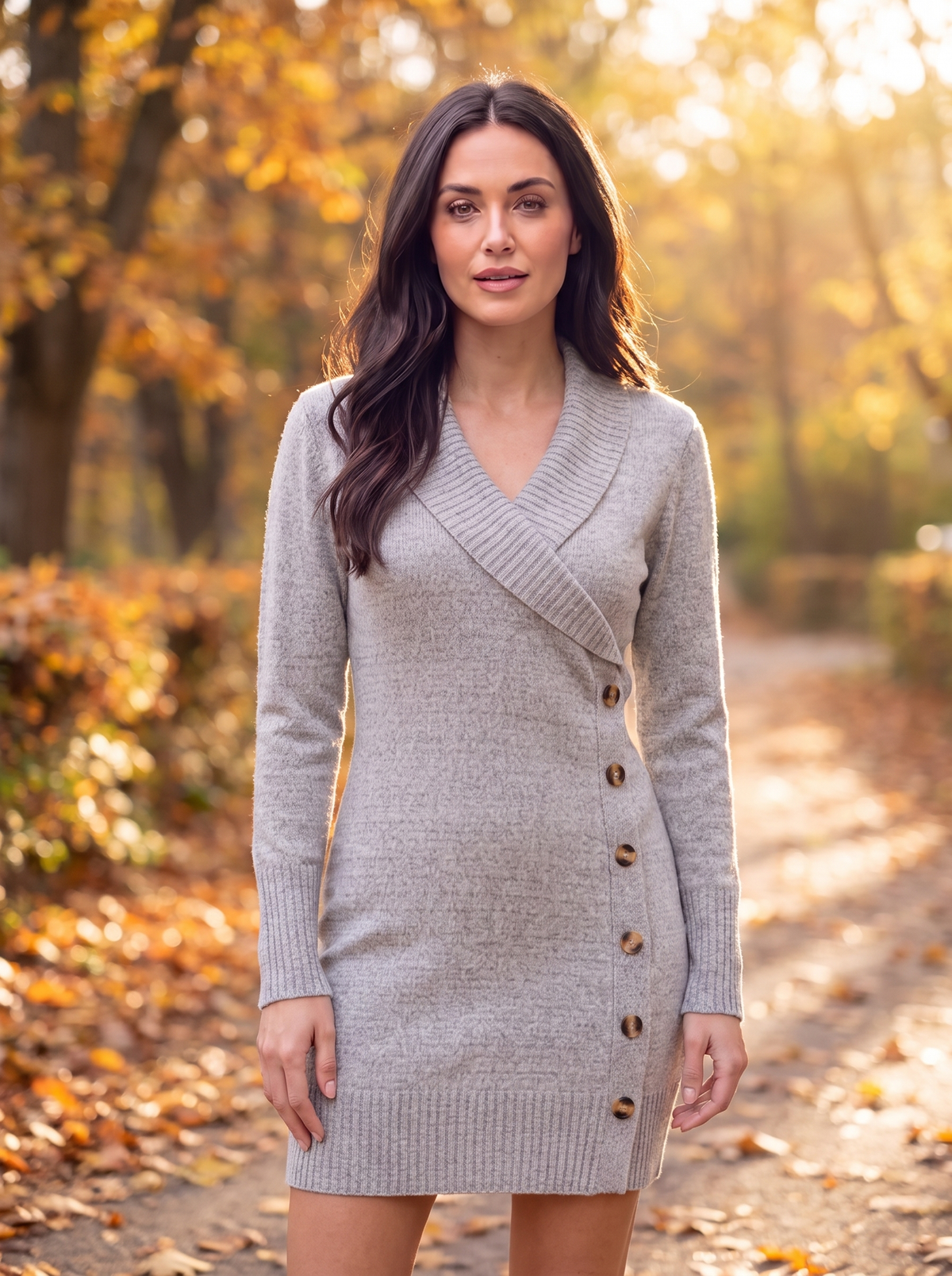 Knitted Button Jumper Dress Women