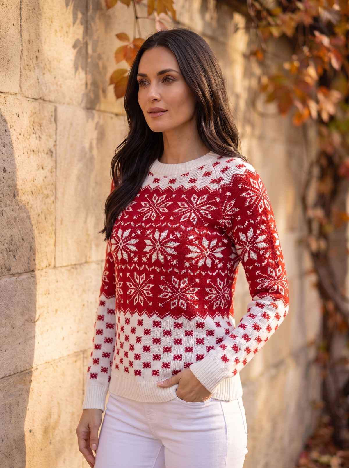 Women's snowflake patterned jumper for fall