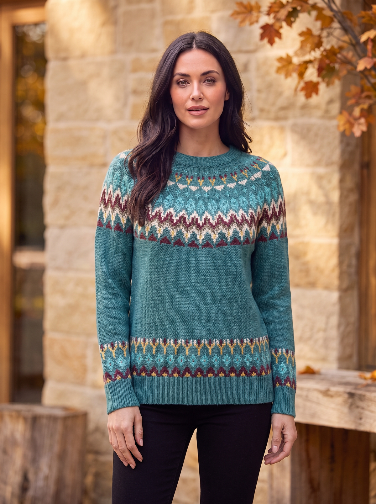 Women's geometric patterned knit sweater
