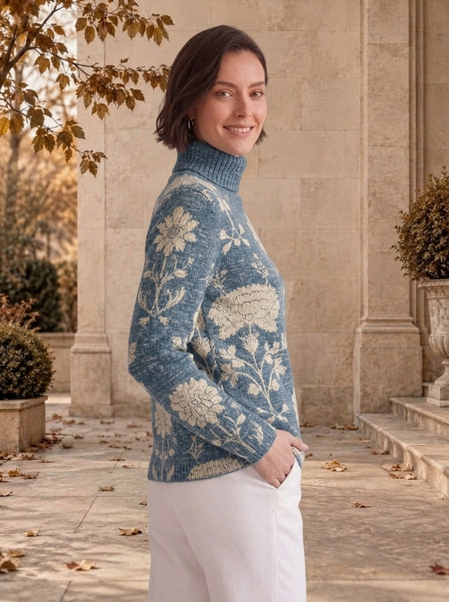 Women's textured floral knitwear for autumn