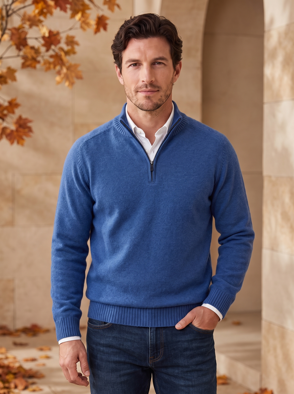 Knit Jumper Quarter Zip Men