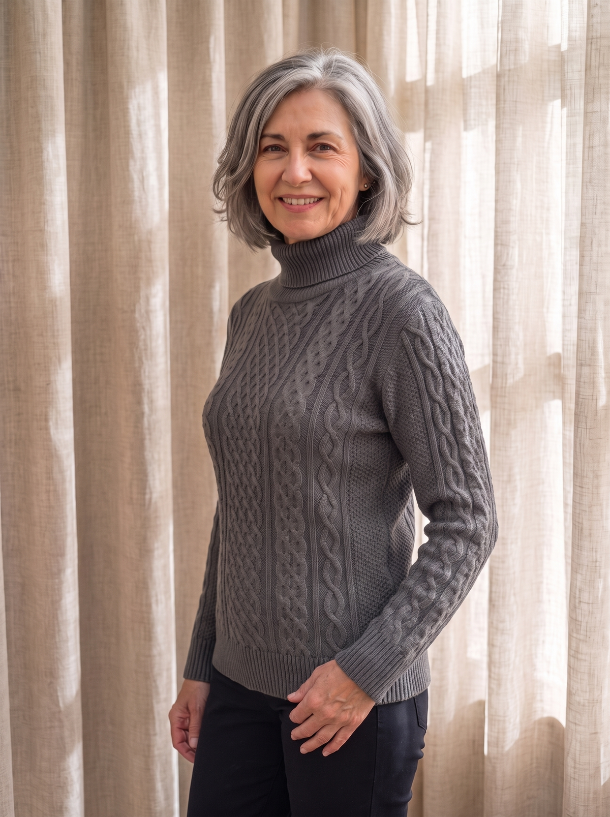 Women's wool blend cable knit jumper