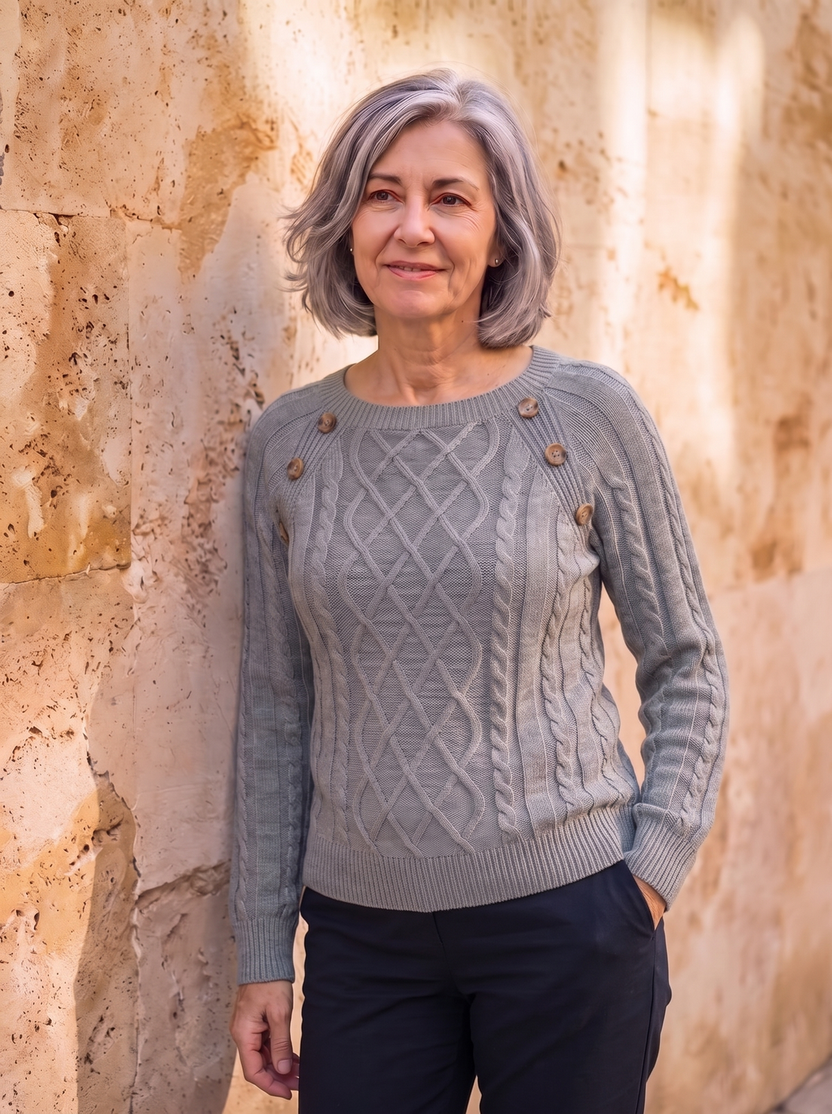 Women's wool cable knit jumper
