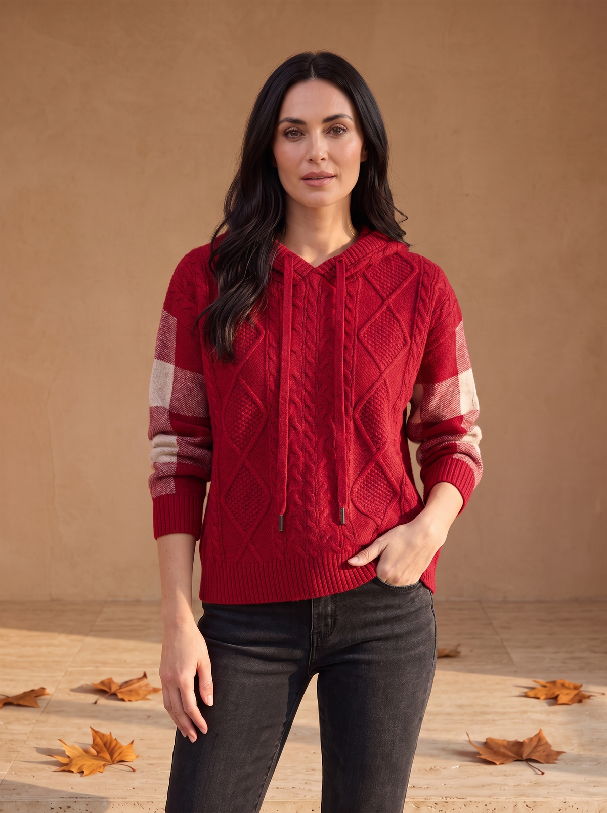 Knitted Cable Hoodie Jumper Women