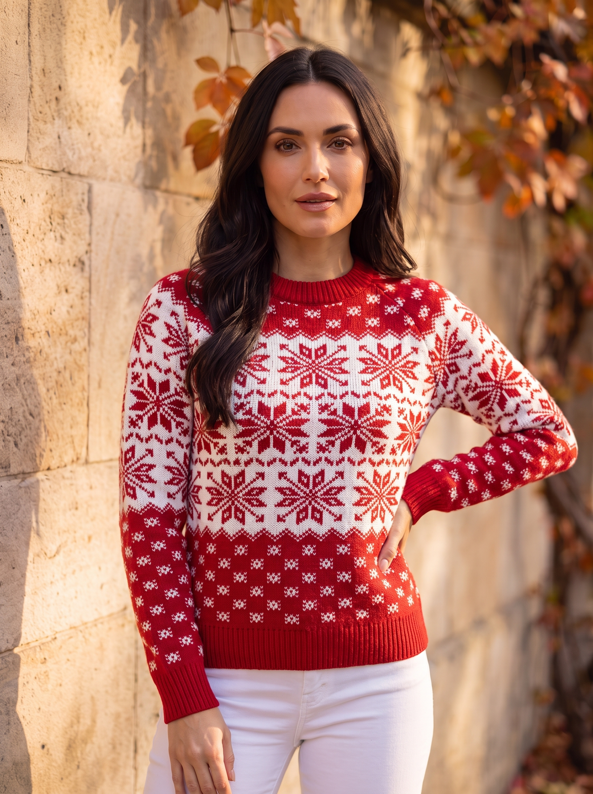 Women's festive patterned knit jumper