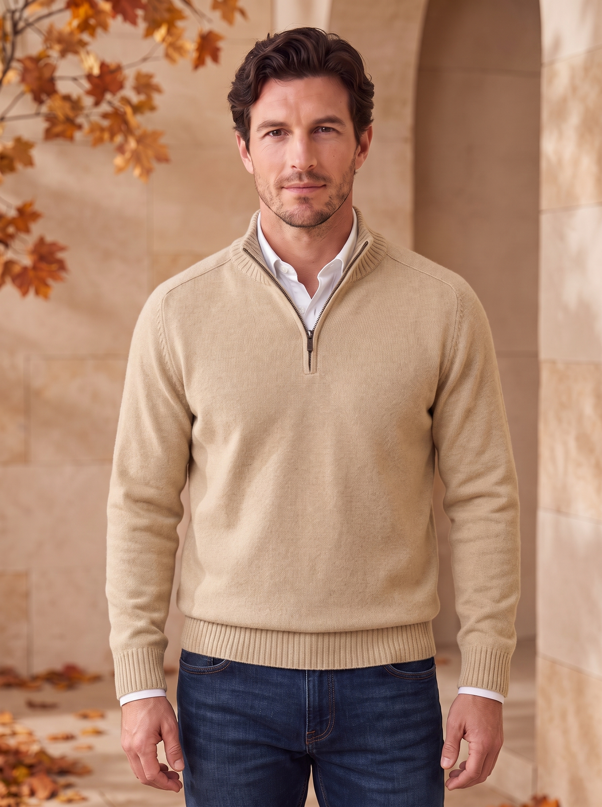 Knit Jumper Quarter Zip Men