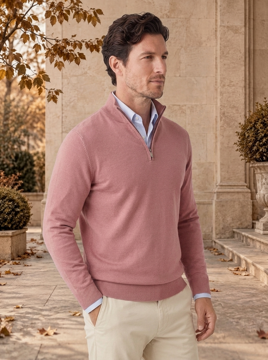 Men's half zip sweater for cooler weather