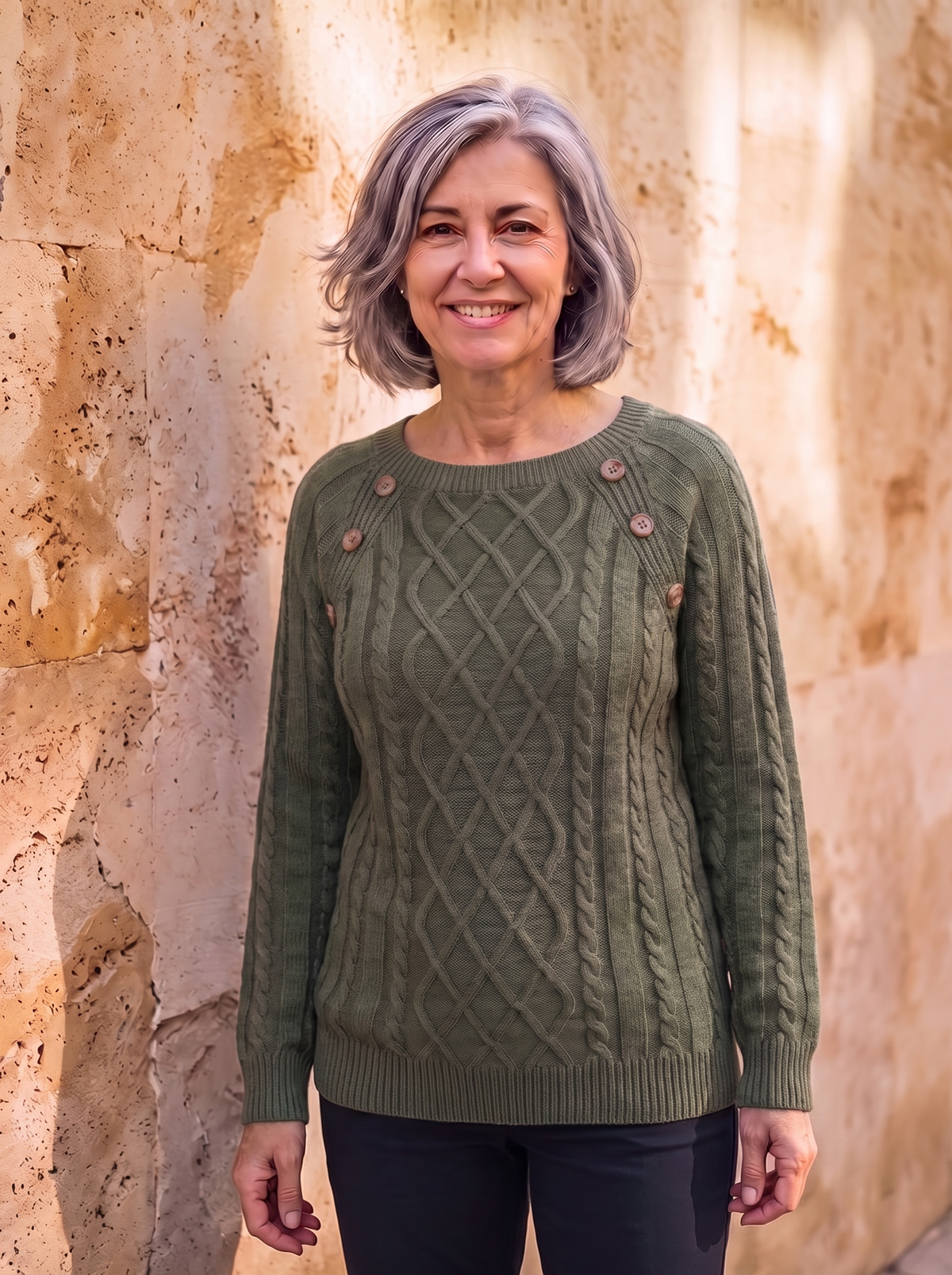 Women's wool cable knit sweater