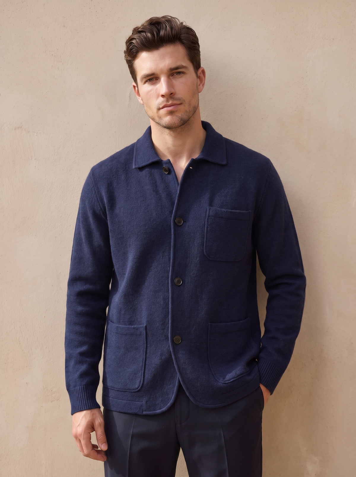 Men's wool knit cardigan