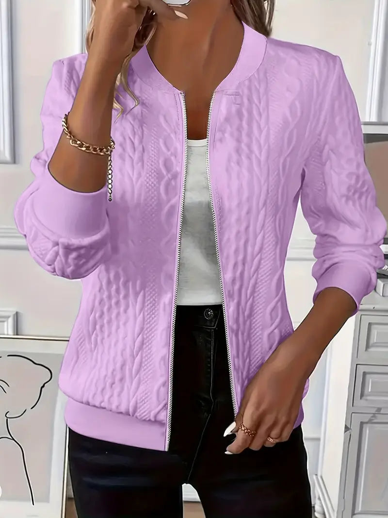 Open-front cotton cardigan showing cable texture detail