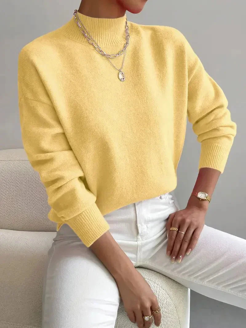 Soft knit sweater with structured hem straight silhouette for women