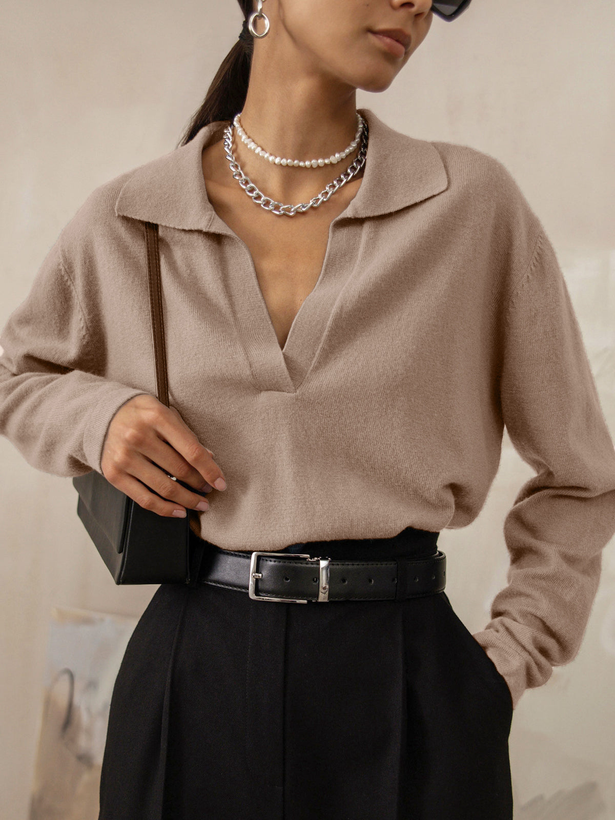 Women's collared knit top for casual everyday wear