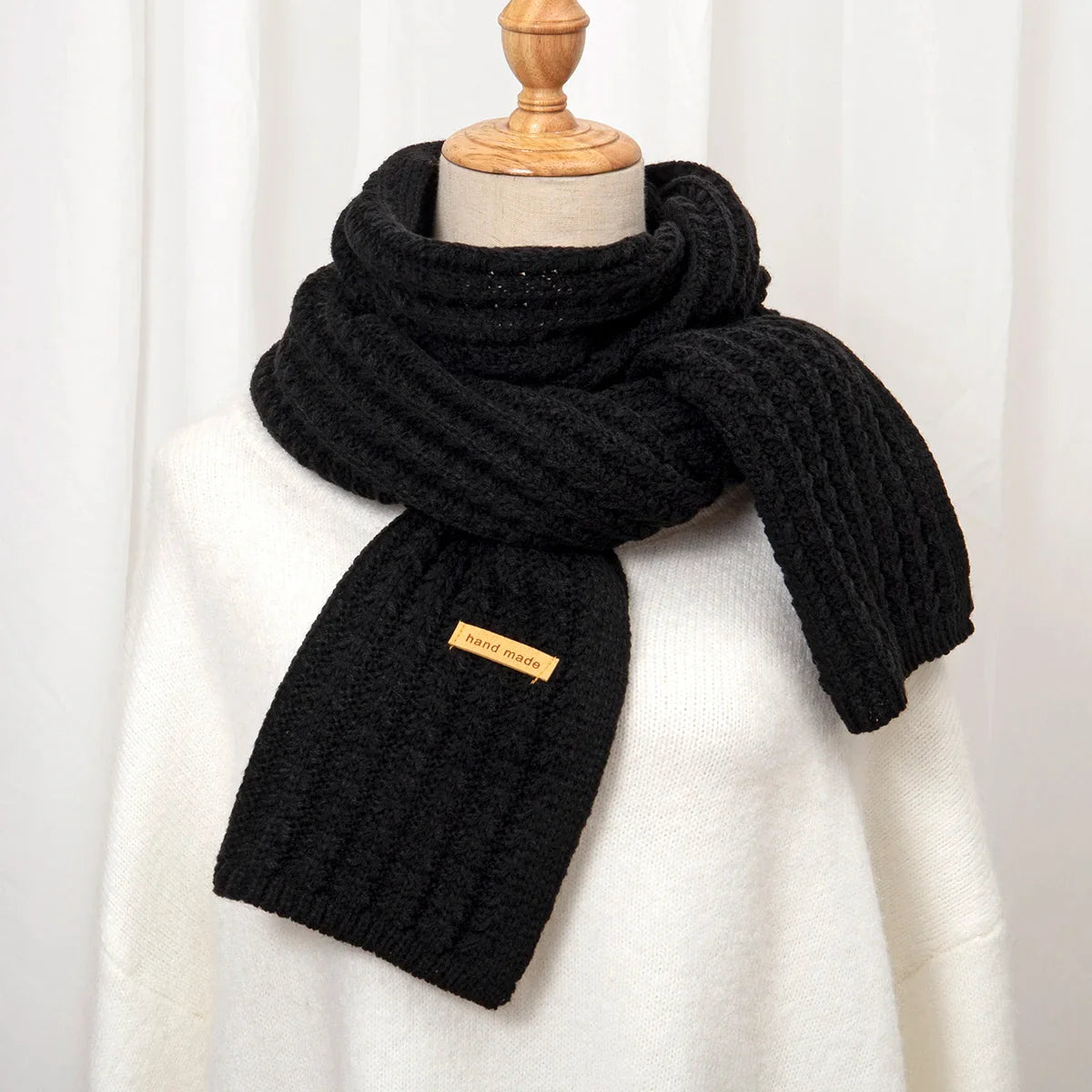 Ribbed knit scarf close-up texture casual fit women