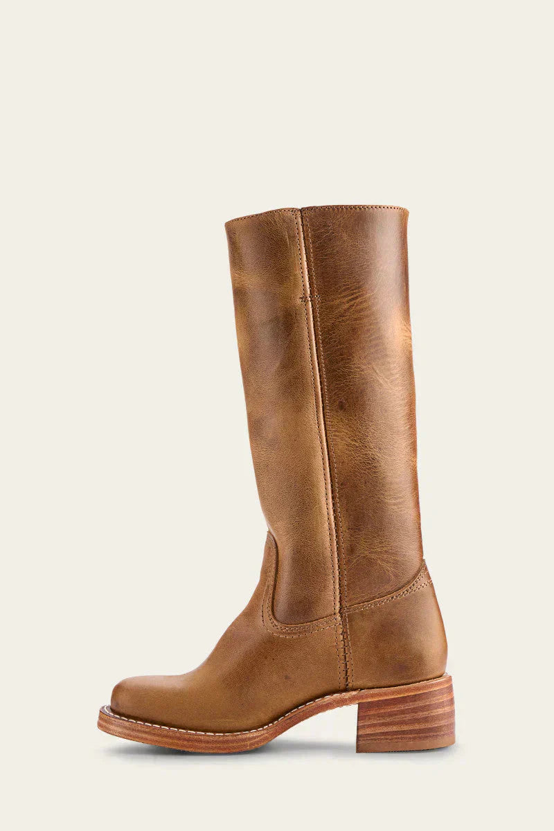 Full-grain leather tall boots with narrow shaft for women