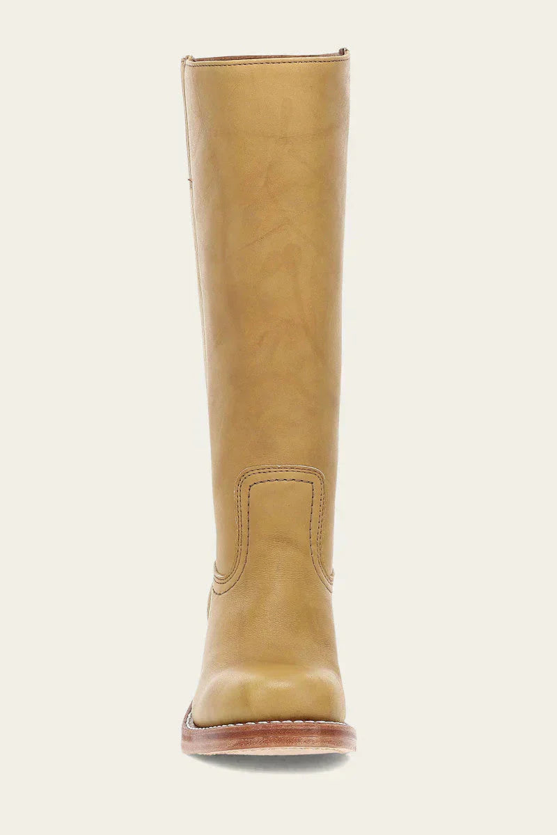 Leather equestrian-style boots with fitted leg for women