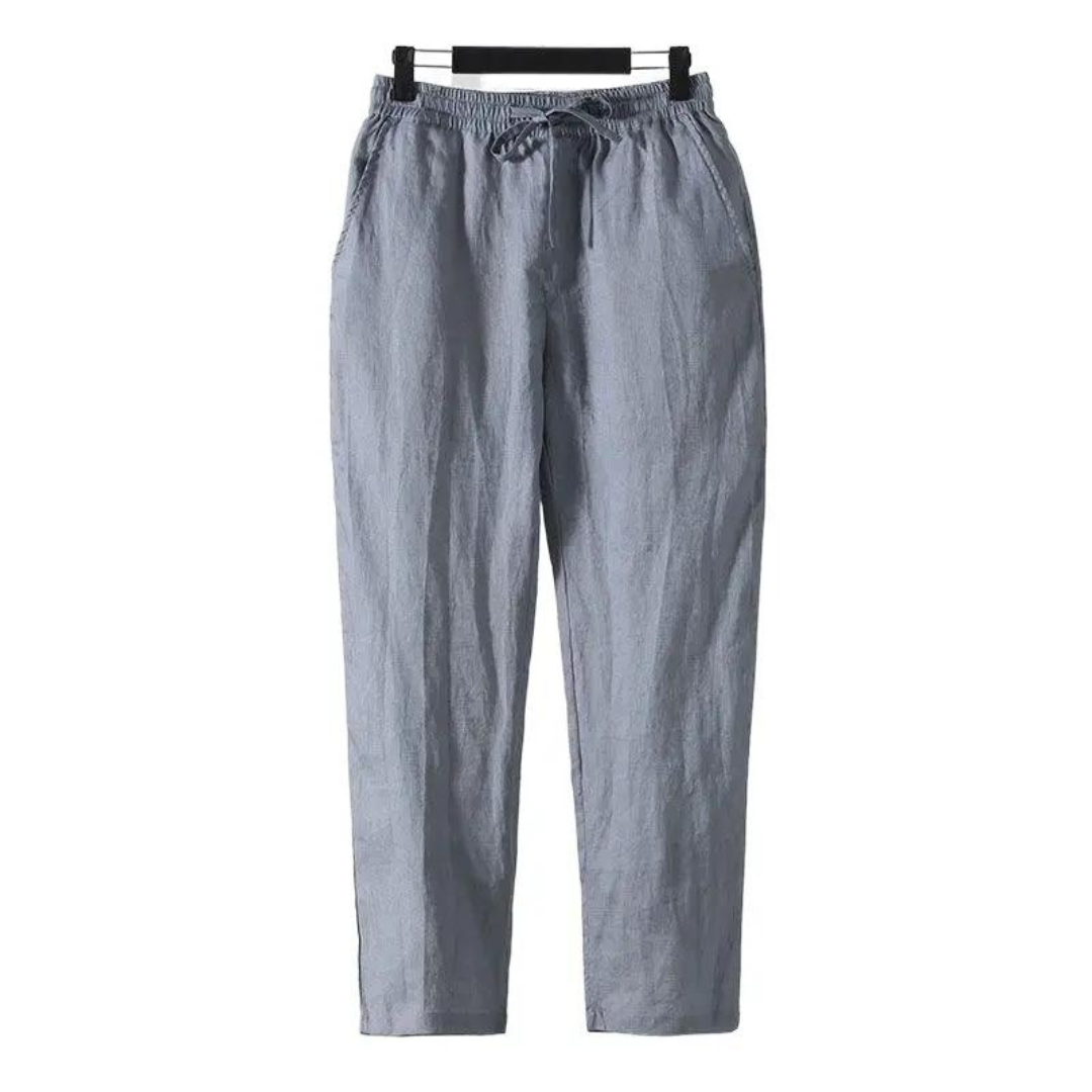 Men's linen trousers with an elastic waistband