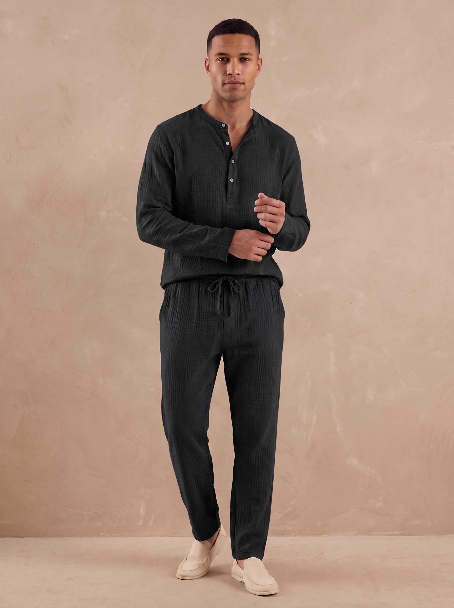 Cotton two-piece lounge set men