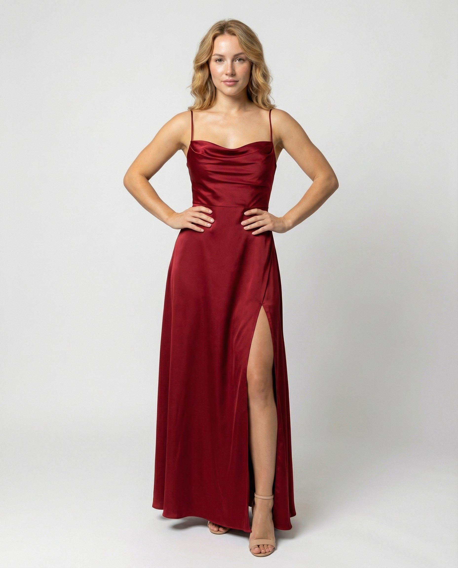 Cowl neck maxi dress with a flowing silhouette