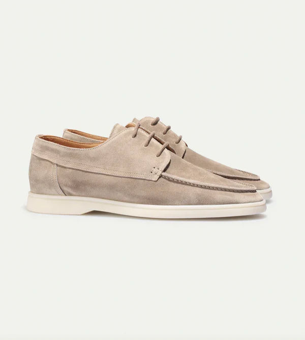 Suede derby shoes with rounded toe and lace-up closure for men