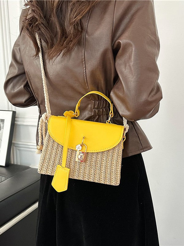 Sac à Main en Paille avec Bandoulière Femme