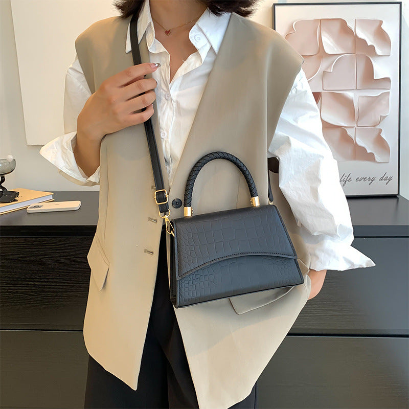 Sac Structuré à Poignée et Finition Croco Femme