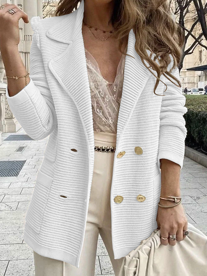 double breasted blazer in relaxed fit on model