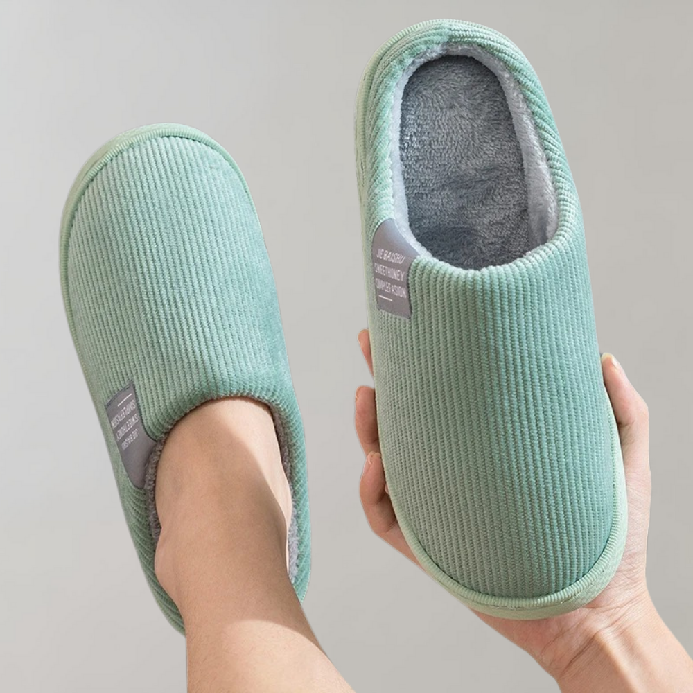 Textile orthopedic slippers with textured outsole for women