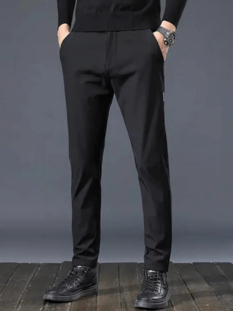 Twill trousers zip fly modern fit smart casual men