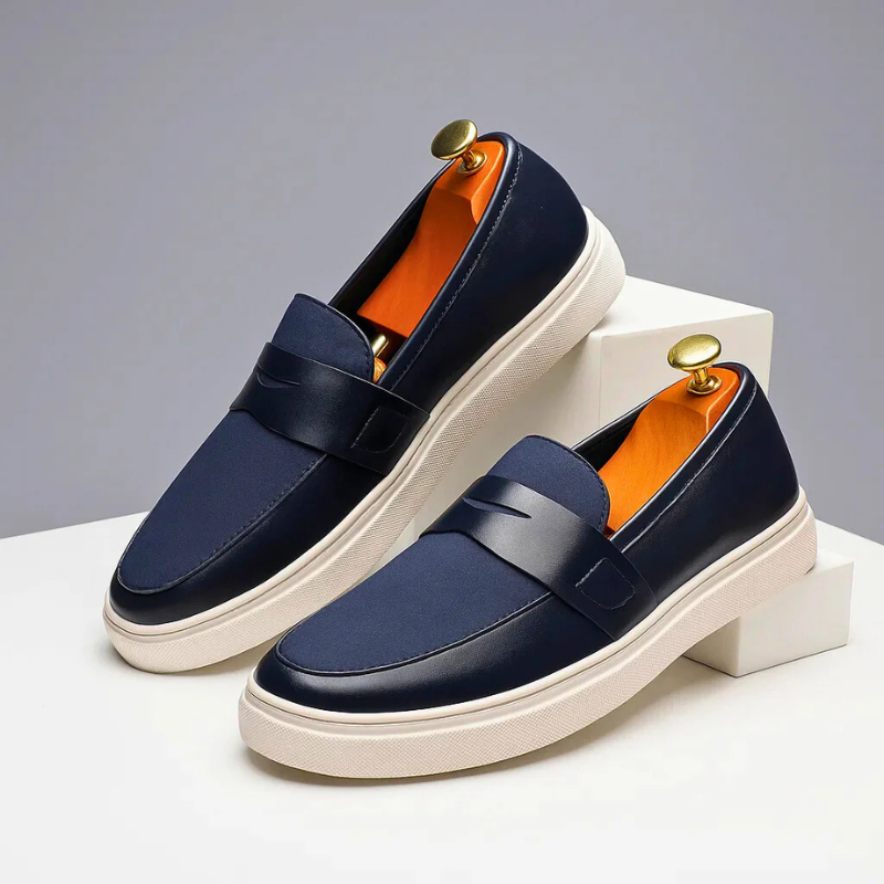 Men's slip-on penny loafers in Navy Blue — everyday wear loafer, sizes 39–46 — Montelu