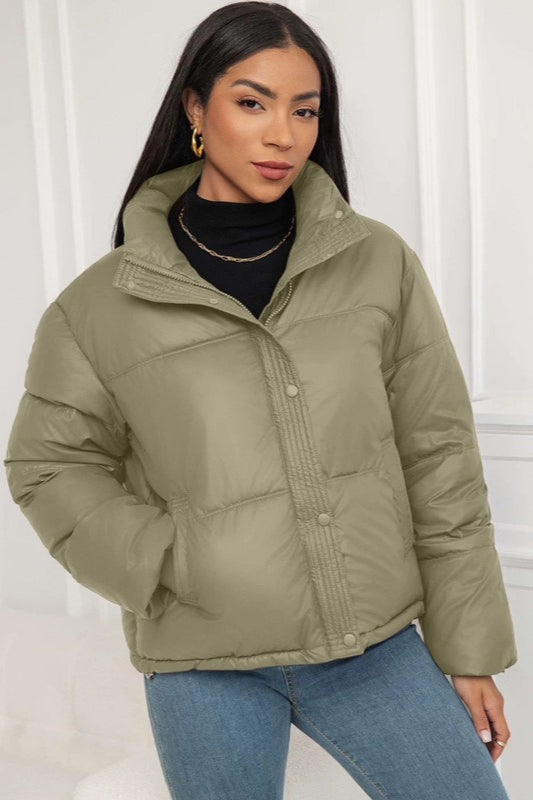 Puffer jacket with two-way zip and loose silhouette for women