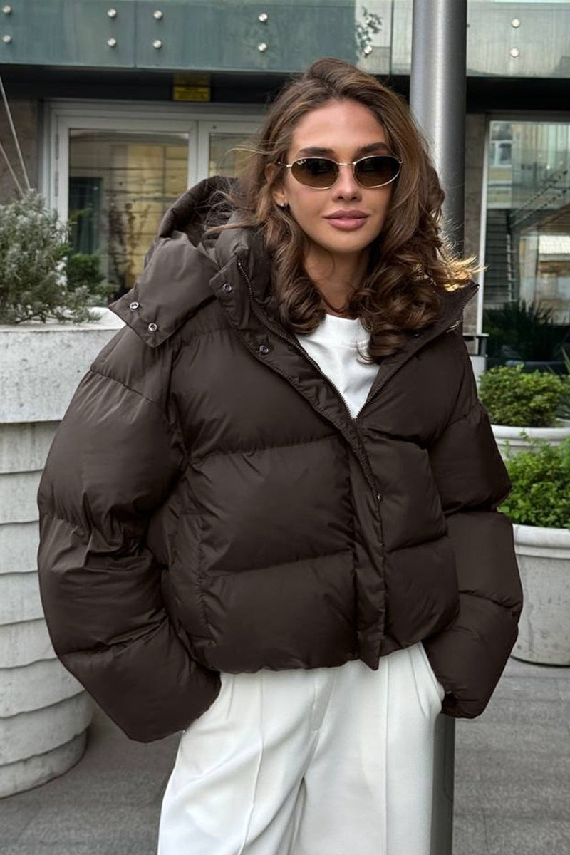 Insulated jacket texture detail relaxed fit women