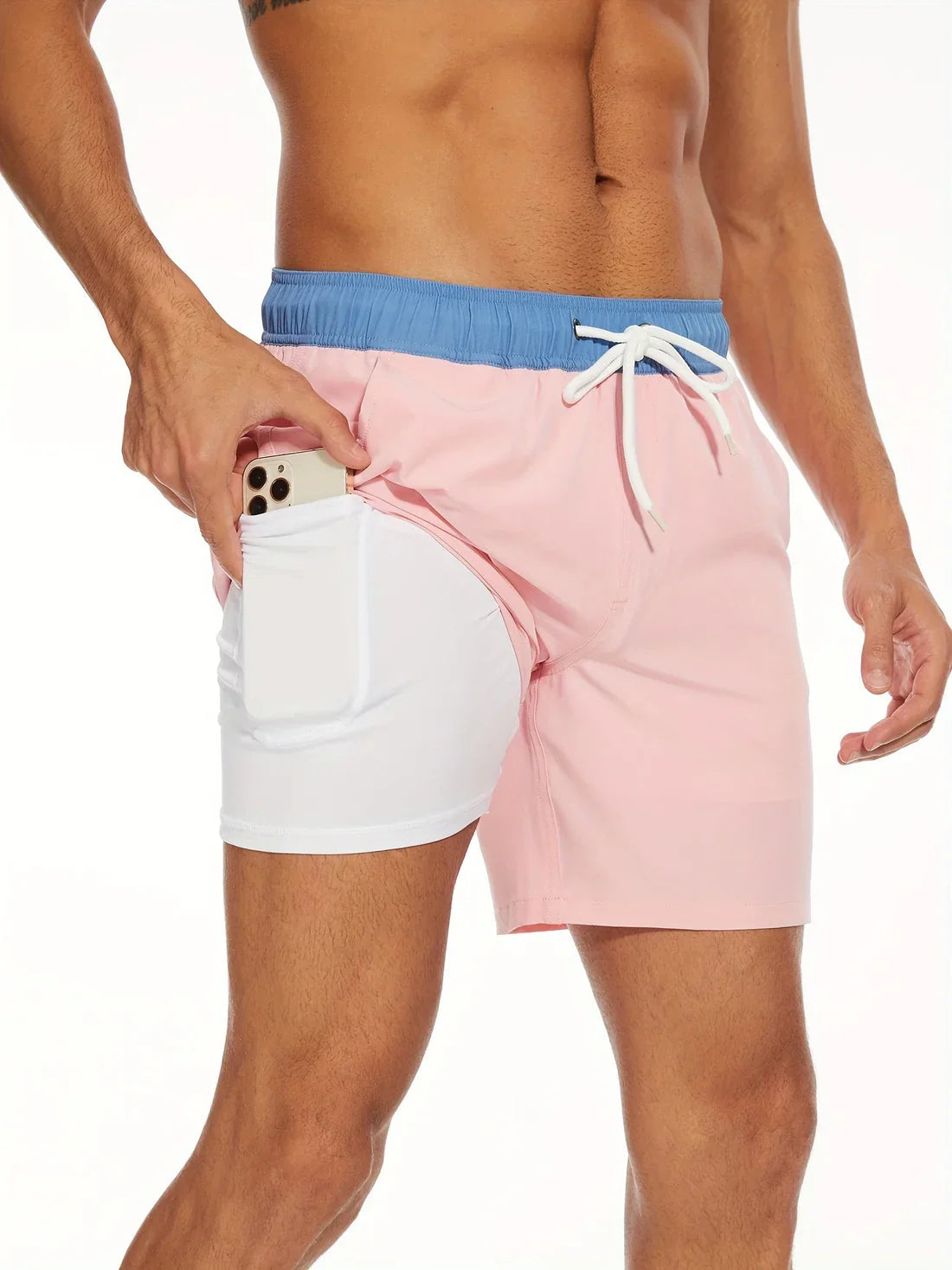 Athletic swim shorts with a quick-drying design for beach and swimming activities