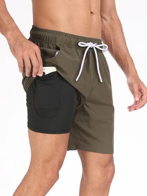 Men's swim shorts with an inner compression lining for comfort and support
